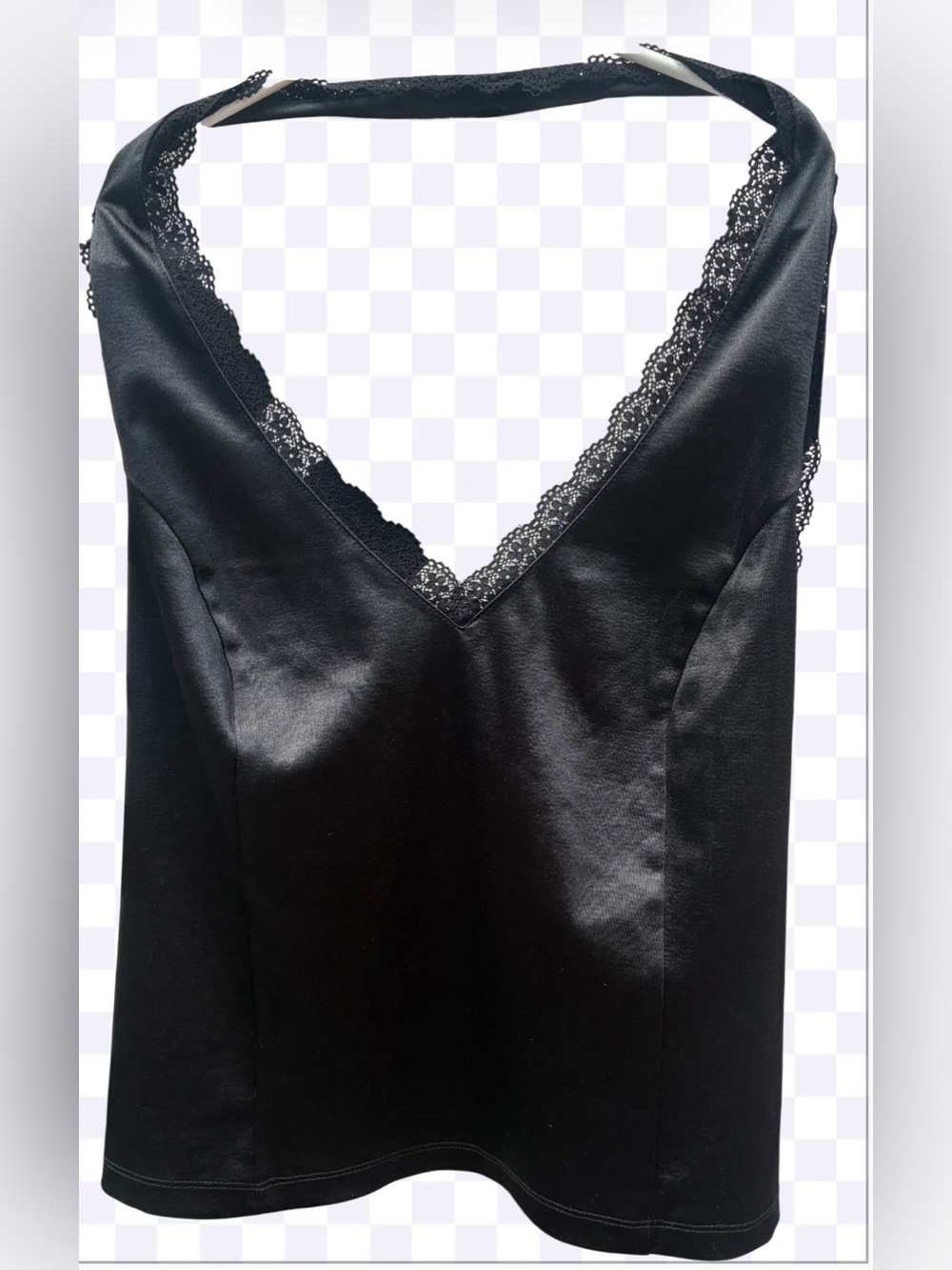 Forever 21+ Black Satin Lace-Trim Halter Top – Plus Size 4X